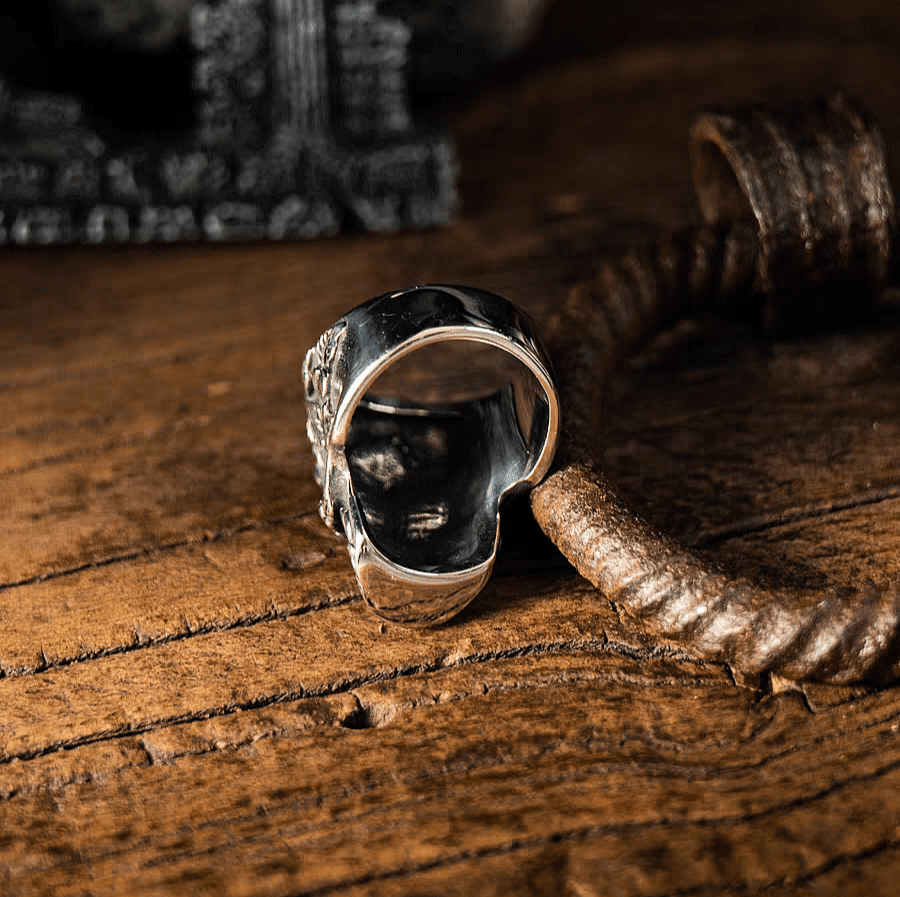 Day of the Dead Floral Skull Gothic Titanium Steel Ring - Night Works