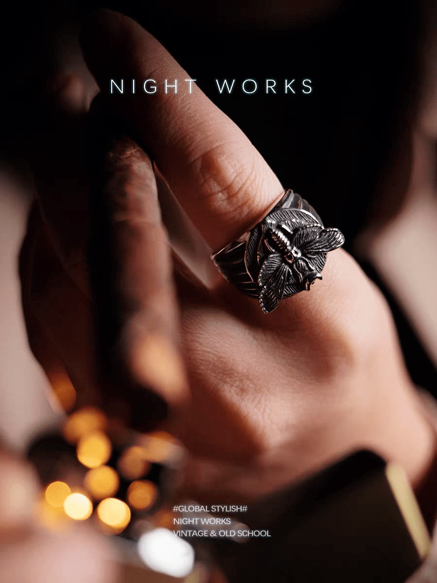 Death’s Head Moth Ring – Gothic Vintage Signet Ring - Night Works
