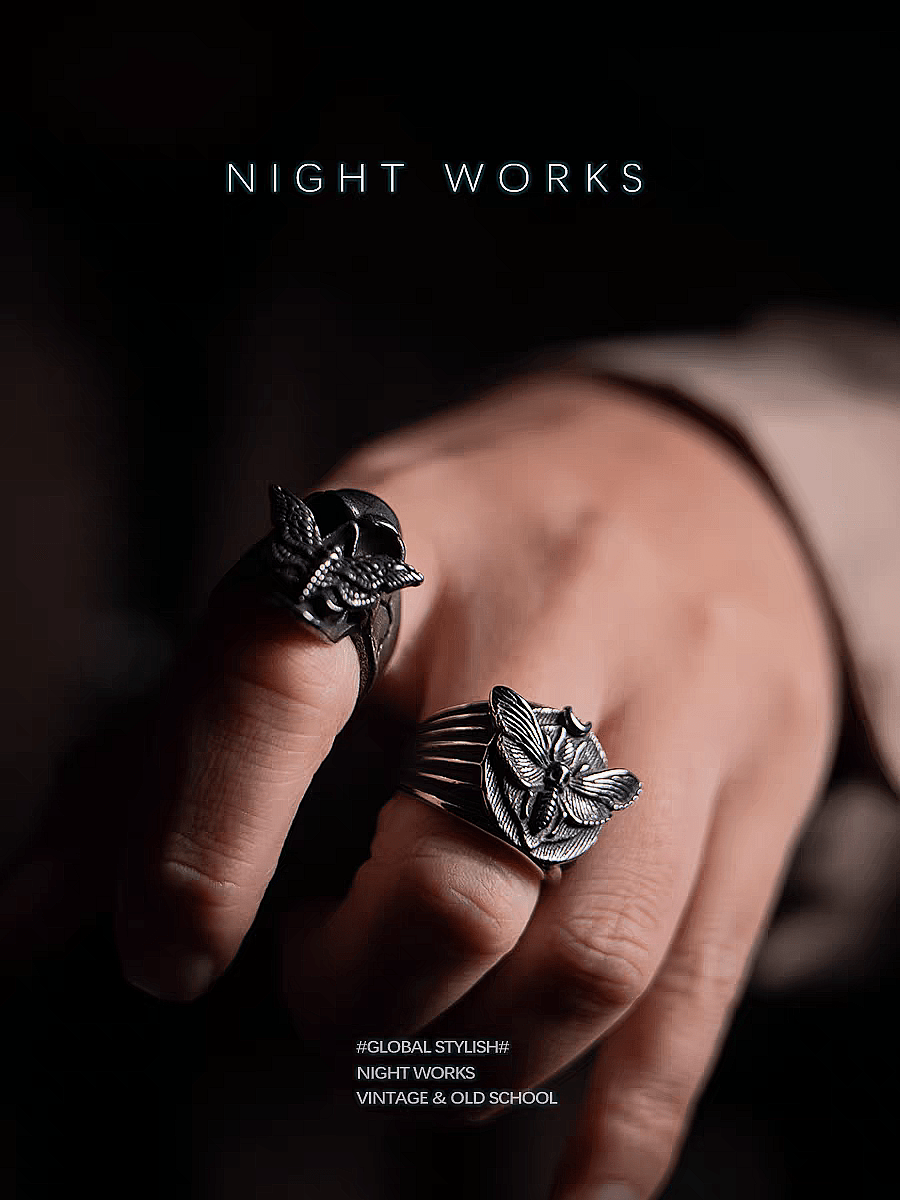 Death’s Head Moth Ring – Gothic Vintage Signet Ring - Night Works