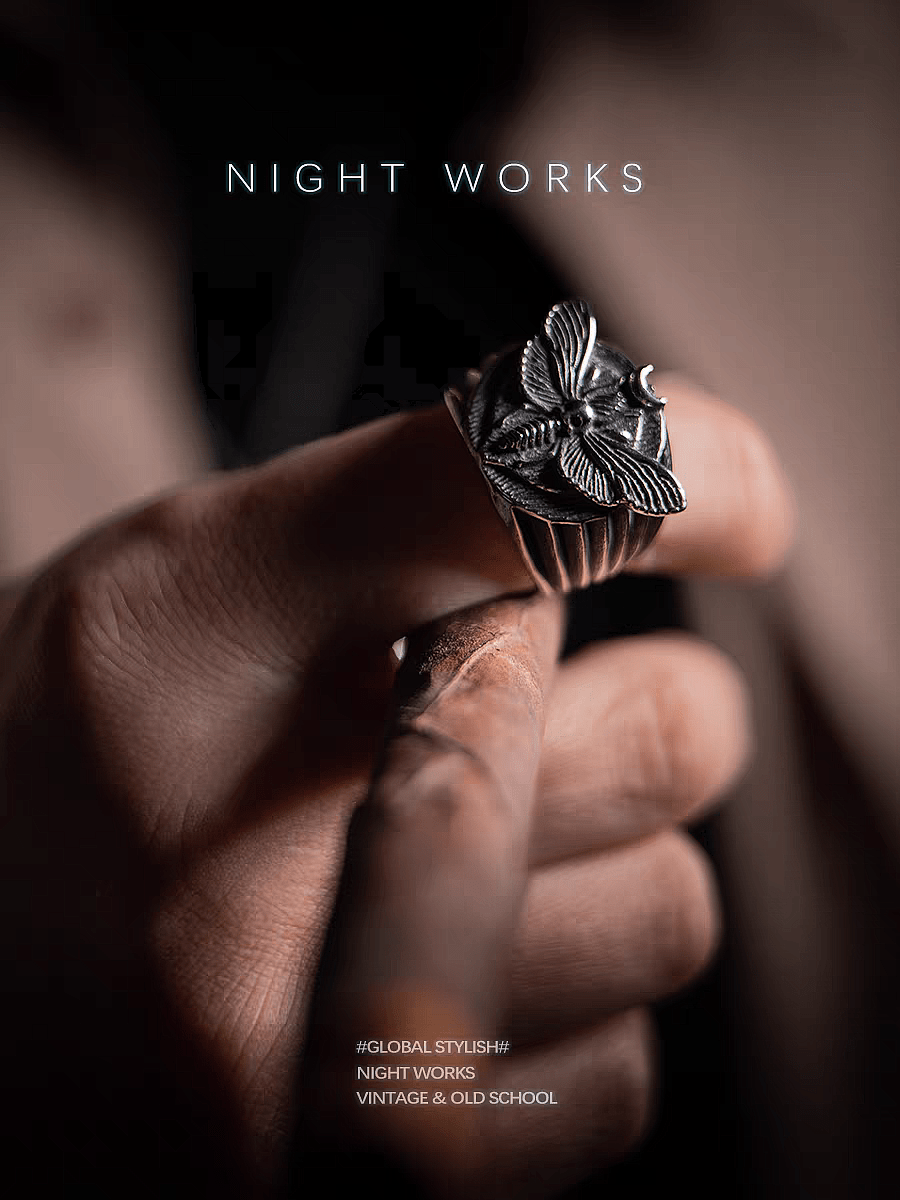 Death’s Head Moth Ring – Gothic Vintage Signet Ring - Night Works