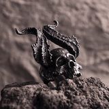 Demon Horned Skull Ring – Gothic Oversized Titanium Steel - Night Works