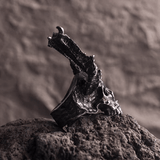 Demon Horned Skull Ring – Gothic Oversized Titanium Steel - Night Works