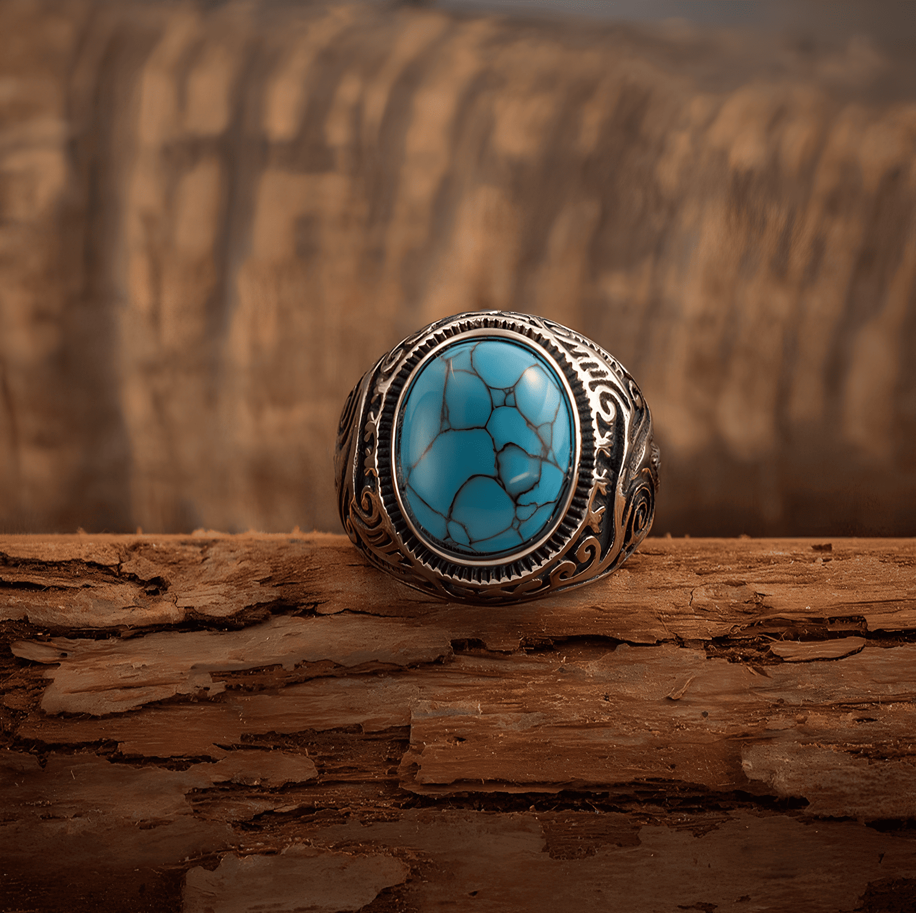 Egyptian Vintage Turquoise Stone Ring - Night Works