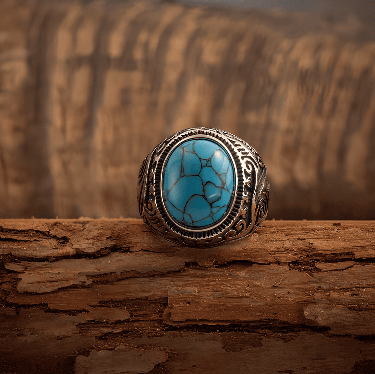 Egyptian Vintage Turquoise Stone Ring - Night Works