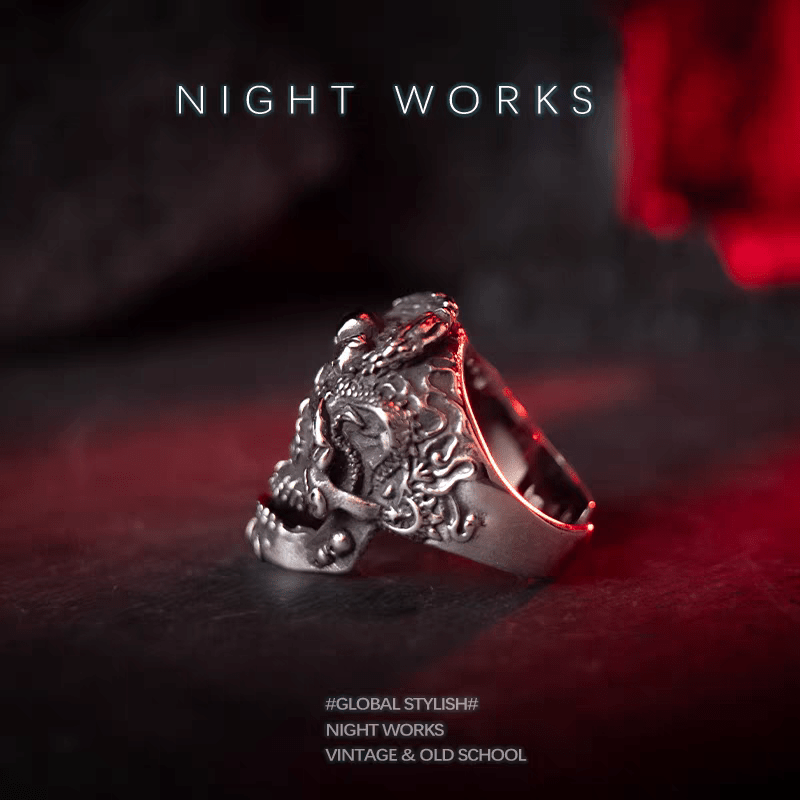 Evil Soul Skull Ring – Gothic Hell Series Statement Ring - Night Works