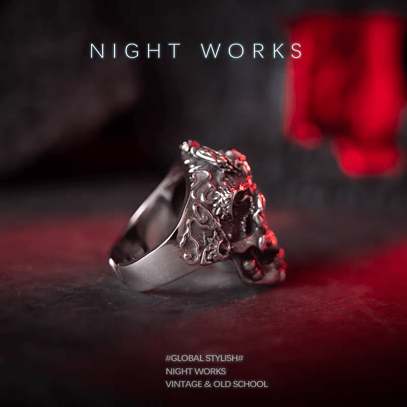 Evil Soul Skull Ring – Gothic Hell Series Statement Ring - Night Works