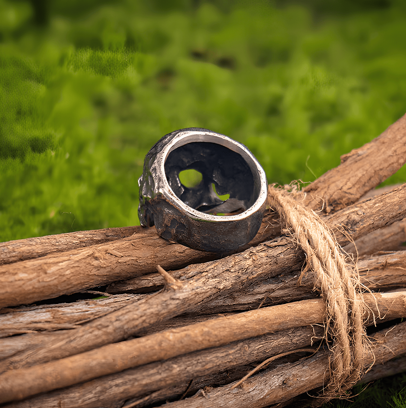Familiar Hell - Gothic Hollow Titanium Steel Ring - Night Works