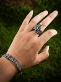 Fenrir Wolf Ring – Norse Viking Titanium Steel Wolf Head Band - Night Works