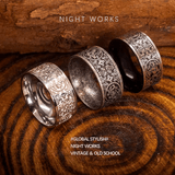 Four Guardian Beasts Ring – Vintage Wide Titanium Steel Band - Night Works