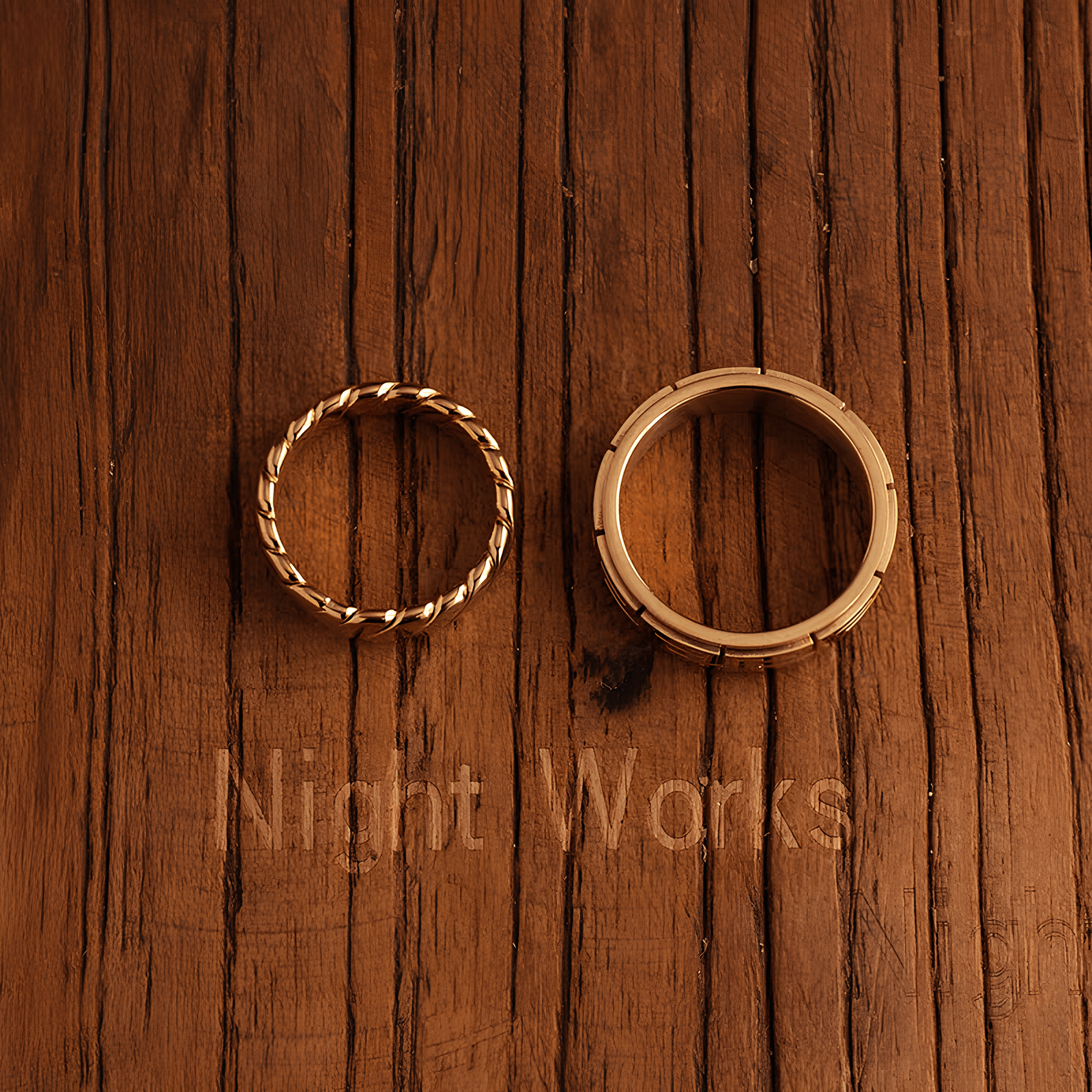 Greek Key Spinner Ring – Titanium Steel Rotatable Vintage Gold Band - Night Works