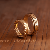 Greek Key Spinner Ring – Titanium Steel Rotatable Vintage Gold Band - Night Works