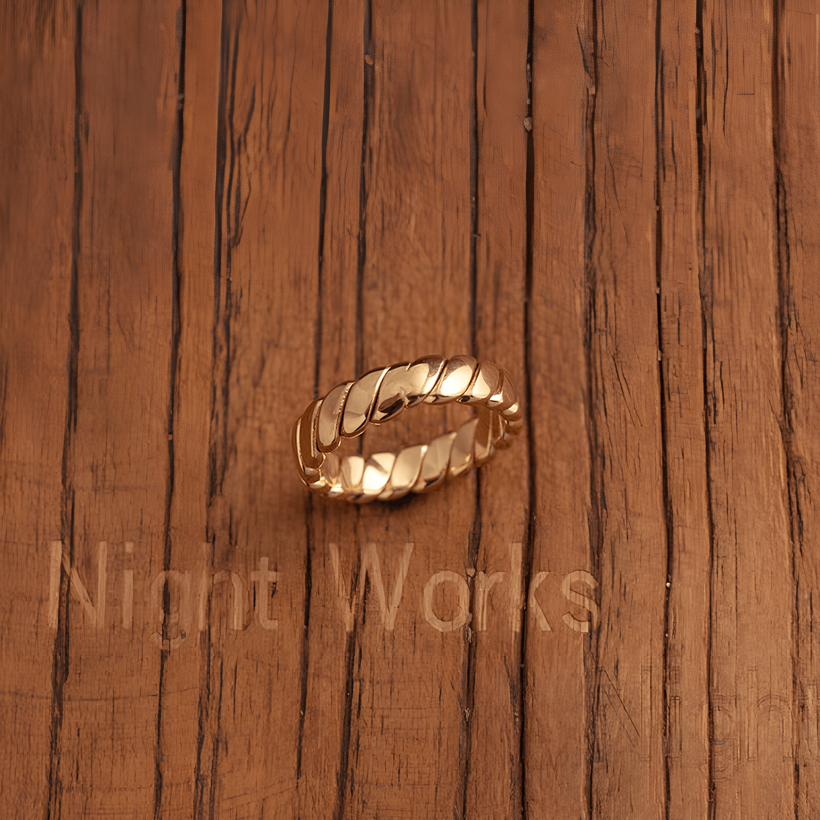 Greek Key Spinner Ring – Titanium Steel Rotatable Vintage Gold Band - Night Works