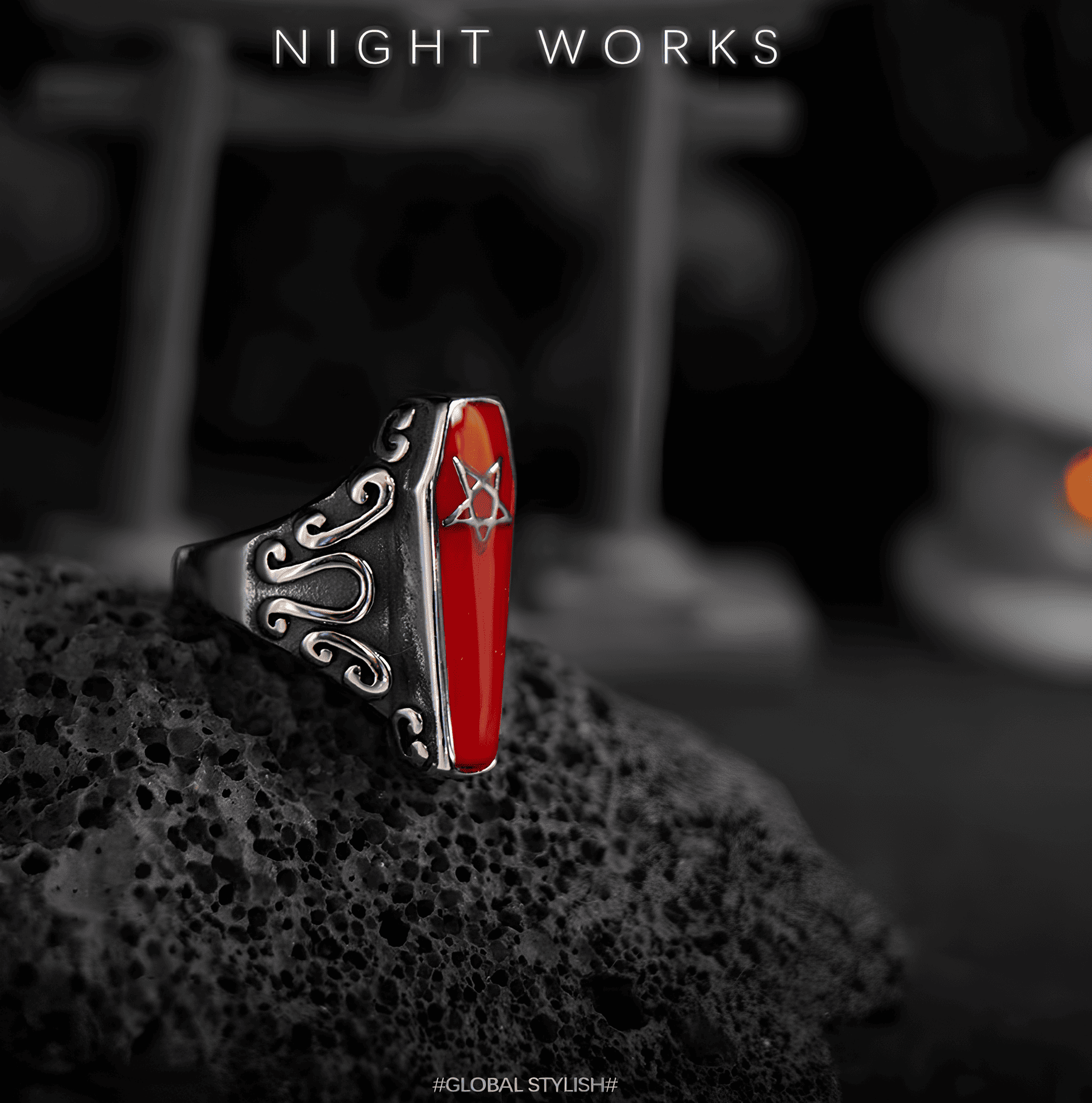 Heart of the Demon Ring – Gothic Inverted Pentagram - Night Works