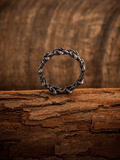 Hexagram Star Ring – Dark Vintage Titanium Steel Openwork Band - Night Works