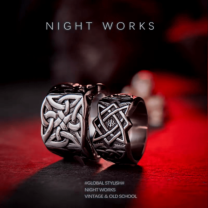 Infinity Knot Ring – Celtic Norse Titanium Steel Ring - Night Works