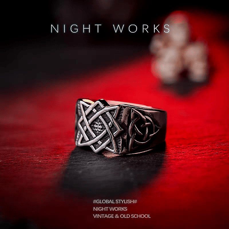 Infinity Knot Ring – Celtic Norse Titanium Steel Ring - Night Works