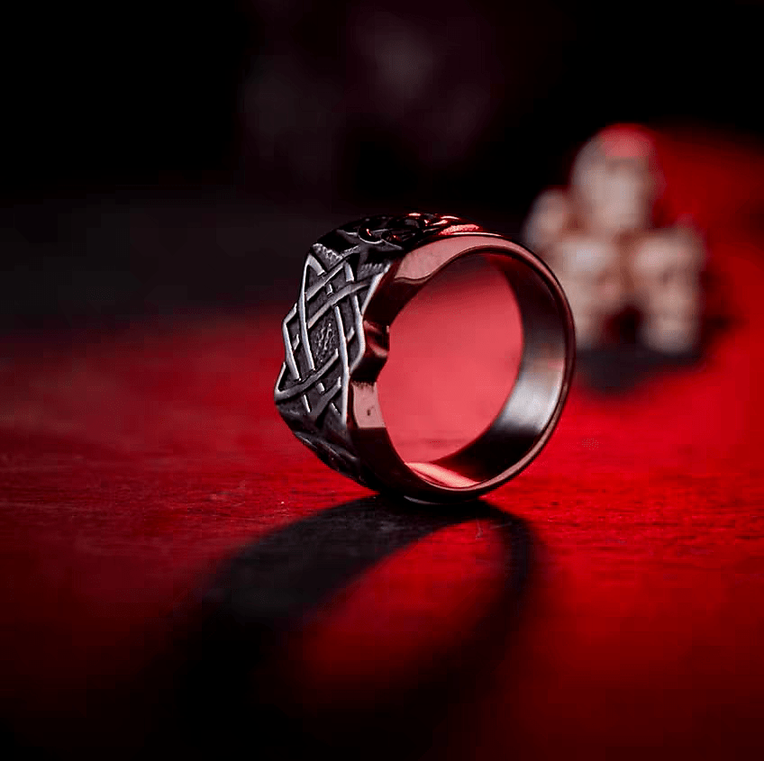 Infinity Knot Ring – Celtic Norse Titanium Steel Ring - Night Works