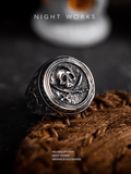 Jolly Roger Skull Ring – Pirate Flag Stainless Steel Ring - Night Works