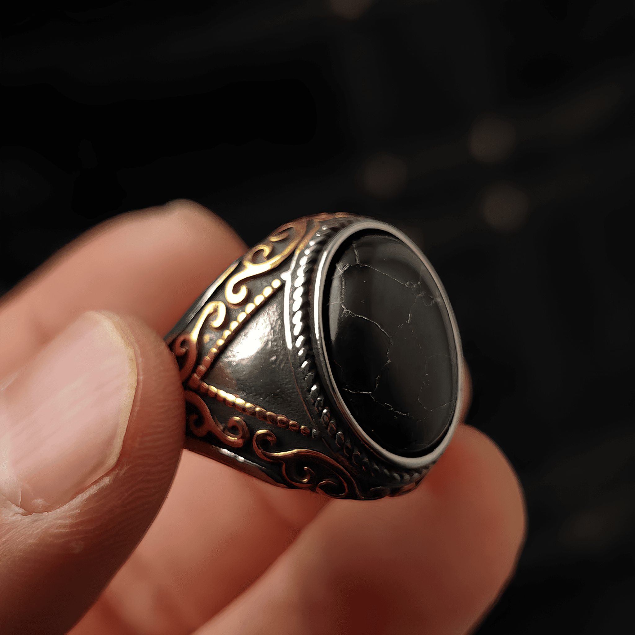 Light of Seljuk Ring – Vintage Turkish Black Gold - Night Works