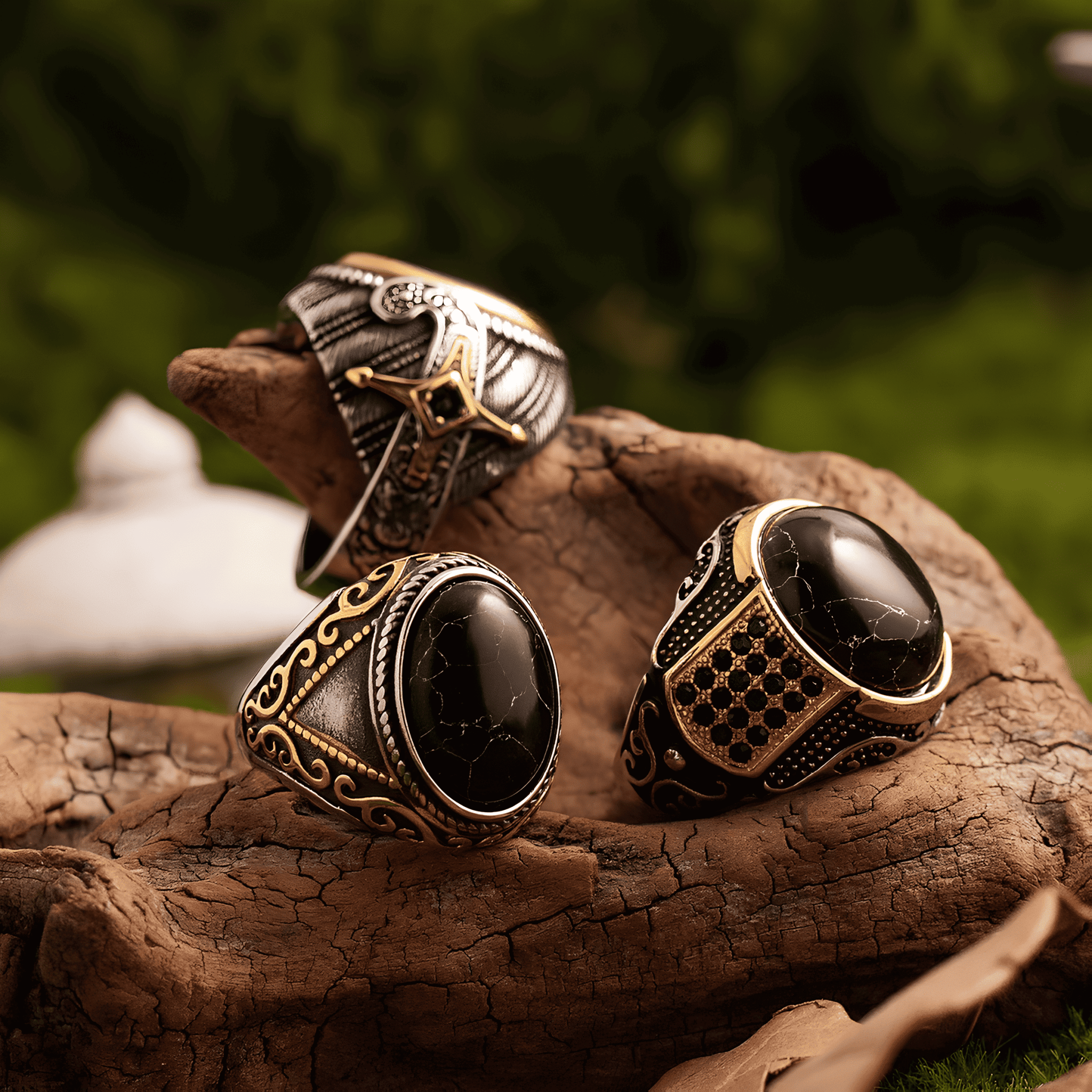 Light of Seljuk Ring – Vintage Turkish Black Gold - Night Works