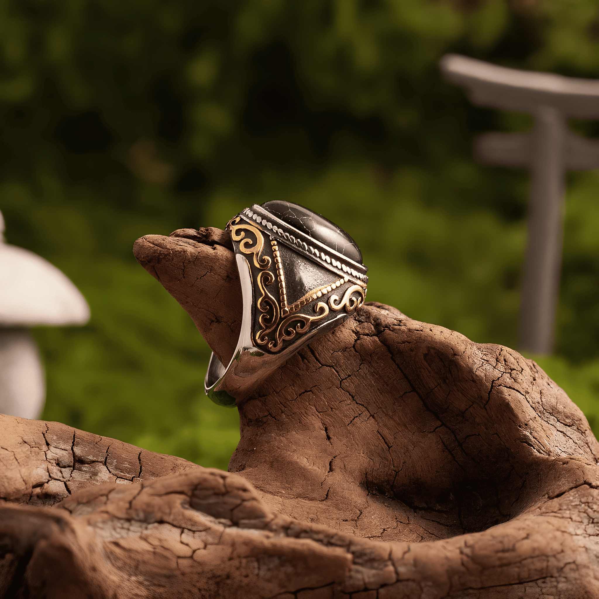 Light of Seljuk Ring – Vintage Turkish Black Gold - Night Works