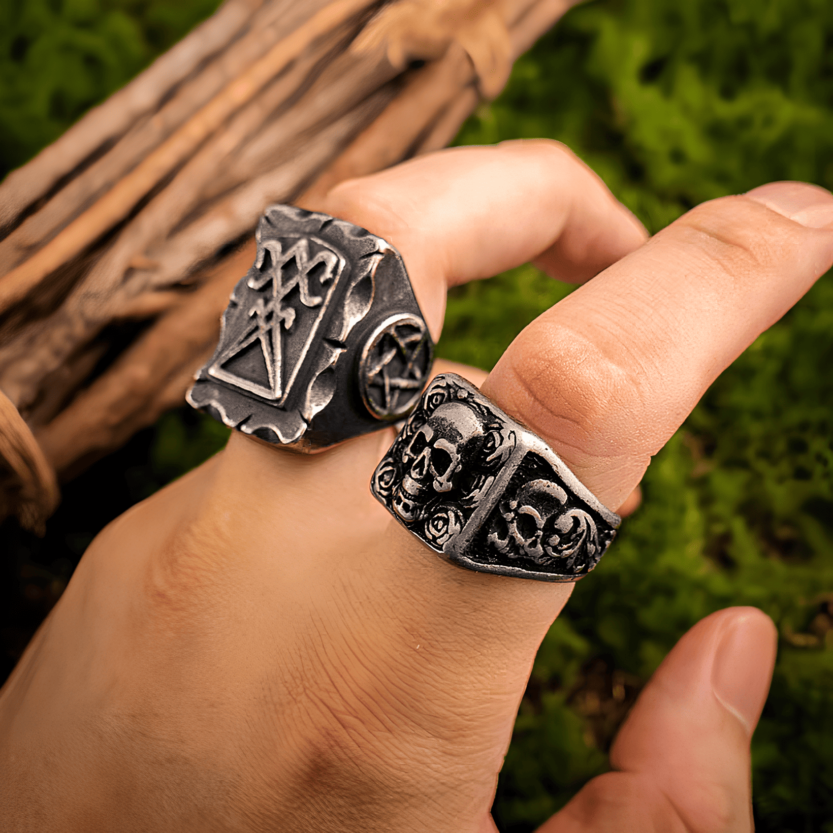Love and Rebirth Skull Rose Gothic Titanium Steel Ring - Night Works