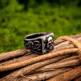 Love and Rebirth Skull Rose Gothic Titanium Steel Ring - Night Works