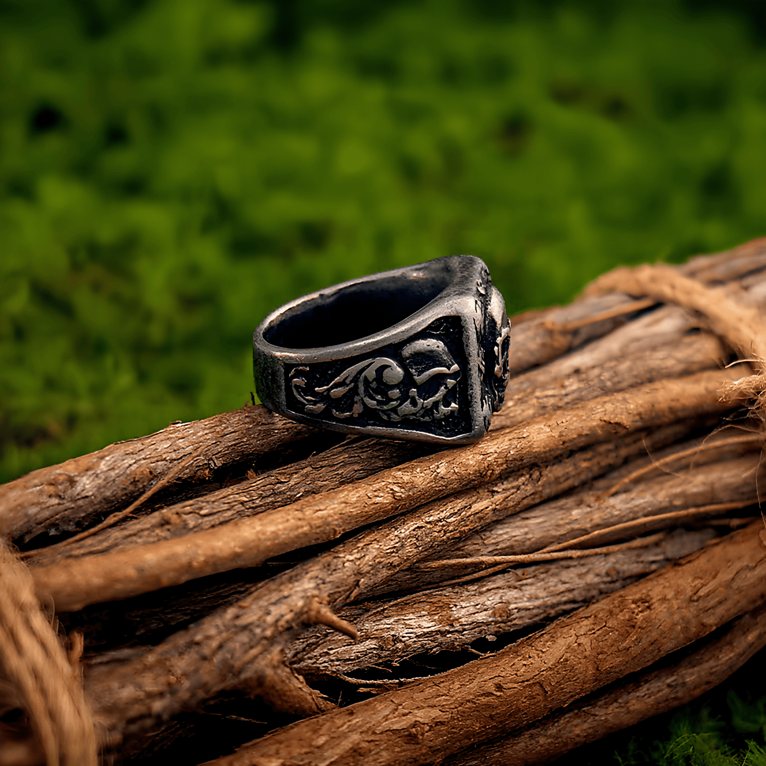Love and Rebirth Skull Rose Gothic Titanium Steel Ring - Night Works