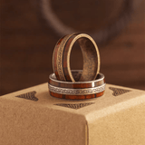 Mont Saint - Michel Ring – Celtic Wood Inlay Stainless Steel Ring - Night Works