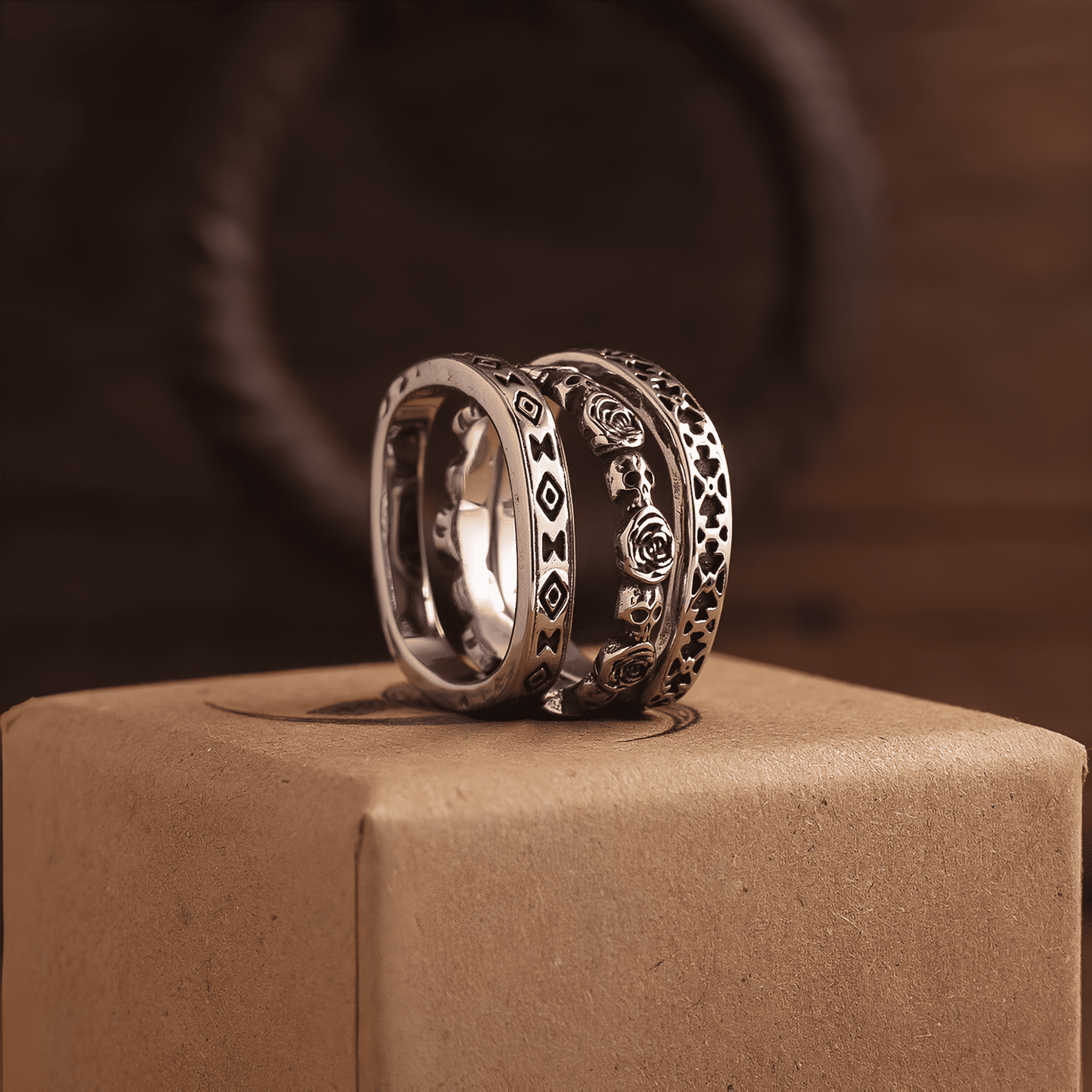 Navajo Totem 3 - in - 1 Titanium Steel Vintage Ring - Night Works