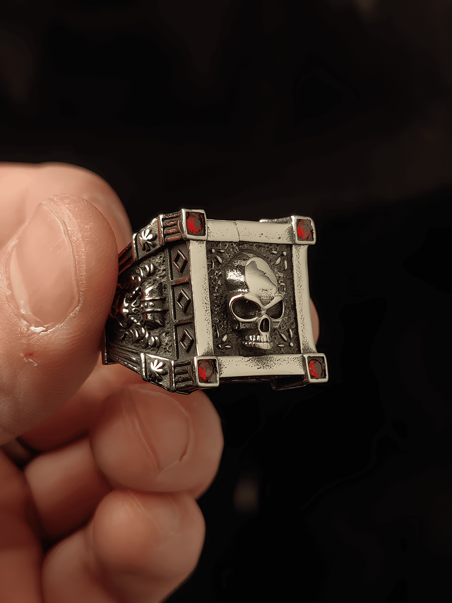 Night Watchman Gothic Skull Titanium Steel Ring - Night Works