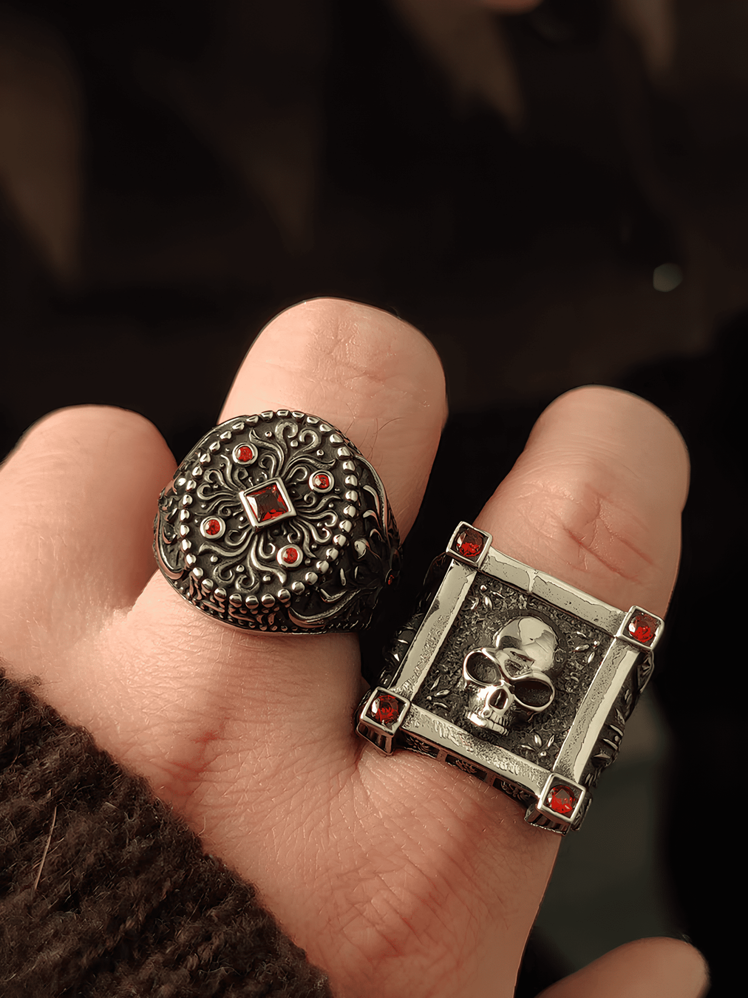 Night Watchman Gothic Skull Titanium Steel Ring - Night Works