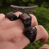 Nocturne Gothic Ring - Red Garnet Black Titanium - Night Works