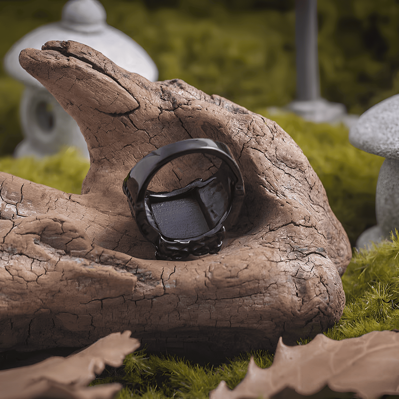 Nocturne Gothic Ring - Red Garnet Black Titanium - Night Works