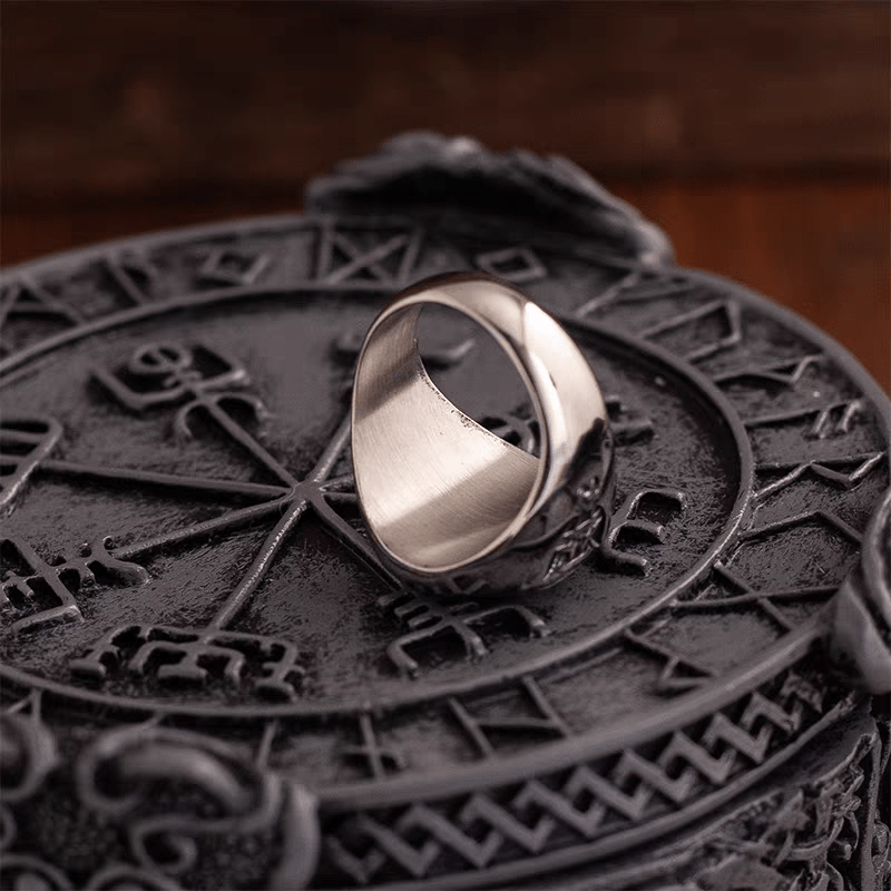 Nordic War Horn Signet Ring – Triple Horn of Odin Viking Stainless Steel Ring - Night Works
