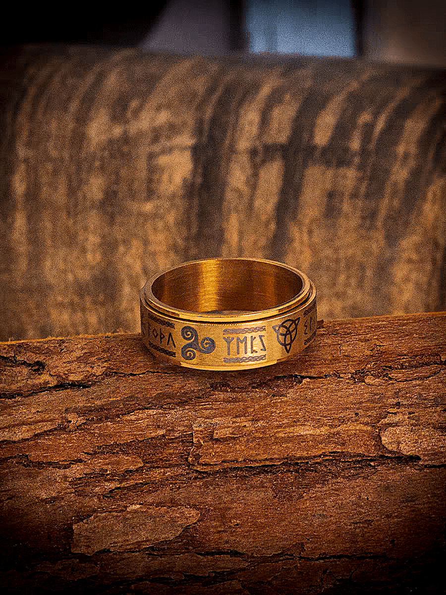 Norse Rune Spinner Ring – Titanium Steel Viking Symbol Fidget Band - Night Works