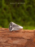 North Star Beichen Signet Ring – Vintage Titanium Steel Ring - Night Works