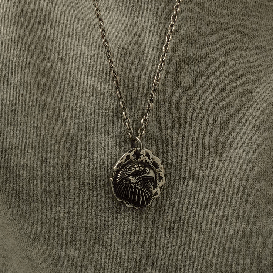 Power and Freedom American Eagle Pendant – Double - sided Stainless Steel Pendant - Night Works
