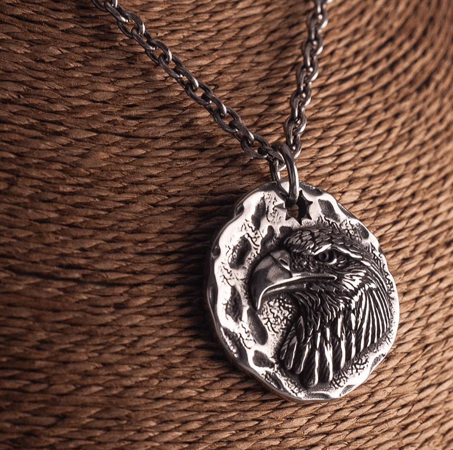 Power and Freedom American Eagle Pendant – Double - sided Stainless Steel Pendant - Night Works