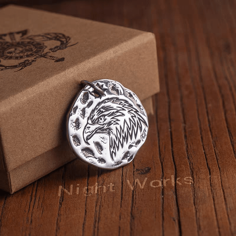 Power and Freedom American Eagle Pendant – Double - sided Stainless Steel Pendant - Night Works