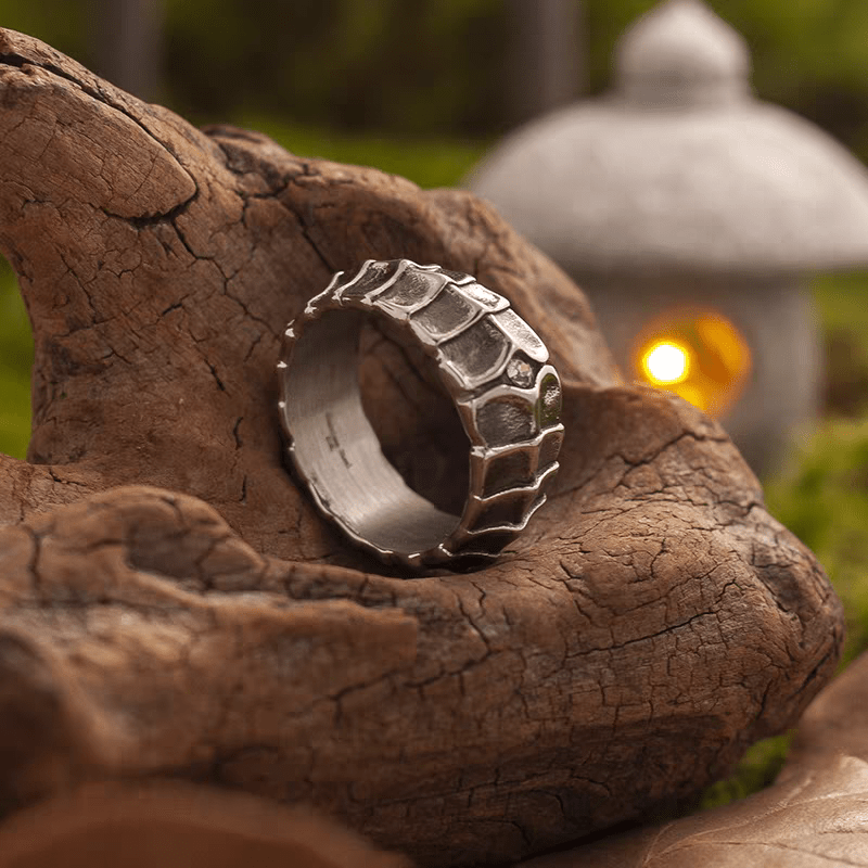 Power of the Dragon Ring – Dragon Scale Texture Stainless Steel Ring - Night Works