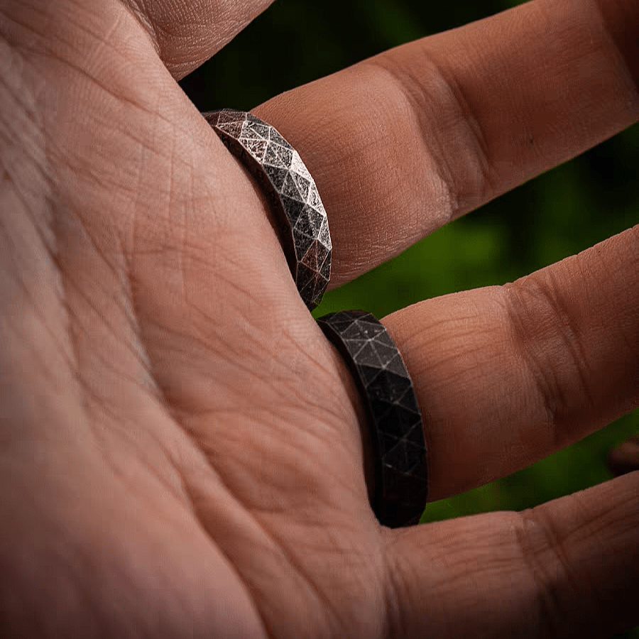 Promise of Voyage Viking Rune Ring – Titanium Steel Norse Band - Night Works