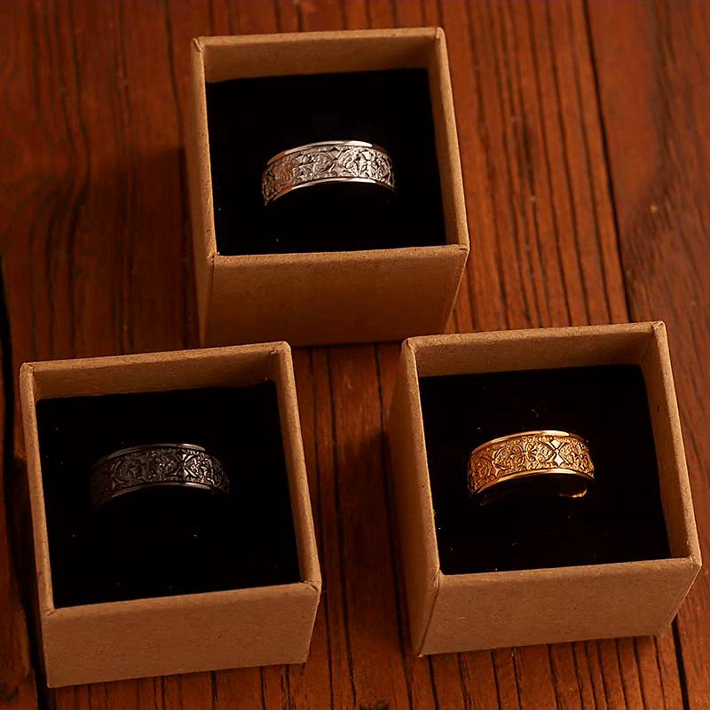 Rumor Cross Flower Ring – Vintage Carved Titanium Steel Band - Night Works