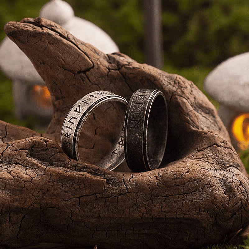 Rune's Oath Viking Ring – Titanium Steel Norse Band - Night Works