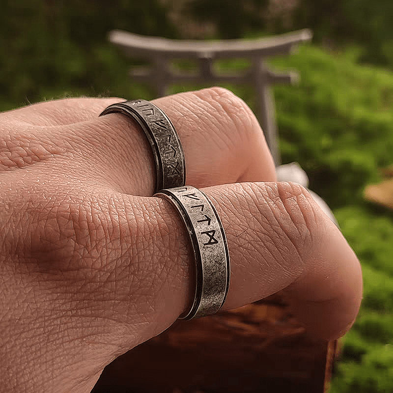 Rune's Oath Viking Ring – Titanium Steel Norse Band - Night Works