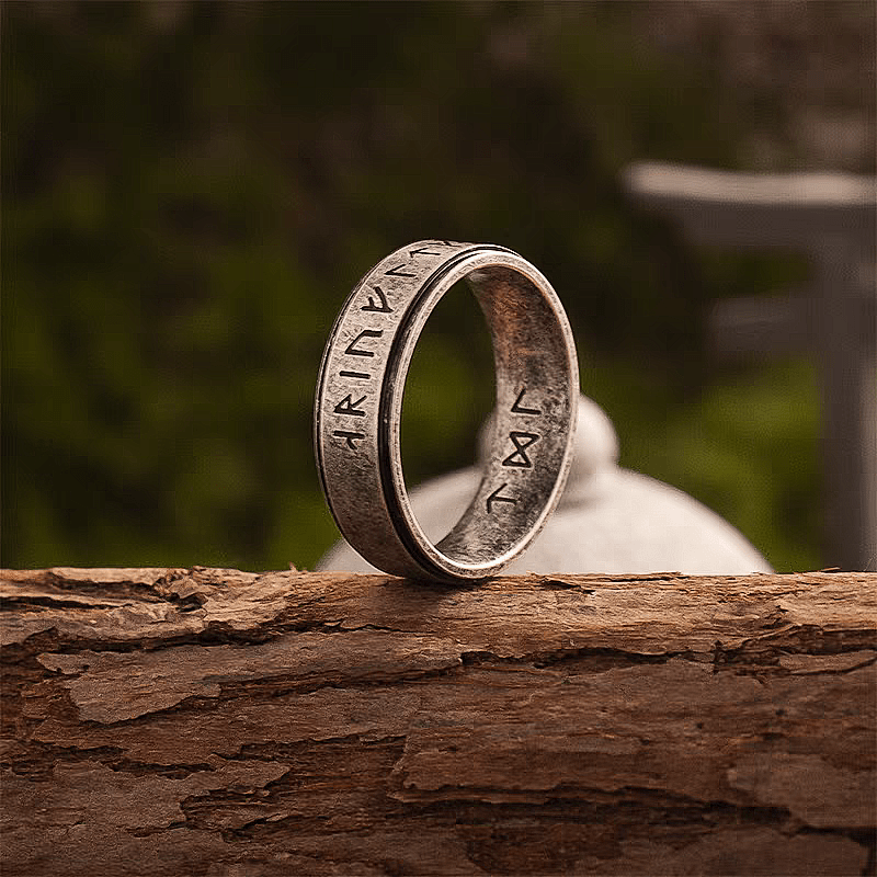 Rune's Oath Viking Ring – Titanium Steel Norse Band - Night Works