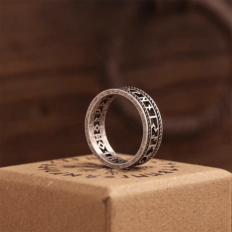 Runic Blessing Ring – Norse Rune Hollow Cut Stainless Steel Ring - Night Works