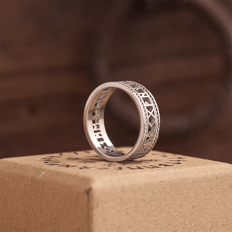Runic Blessing Ring – Norse Rune Hollow Cut Stainless Steel Ring - Night Works