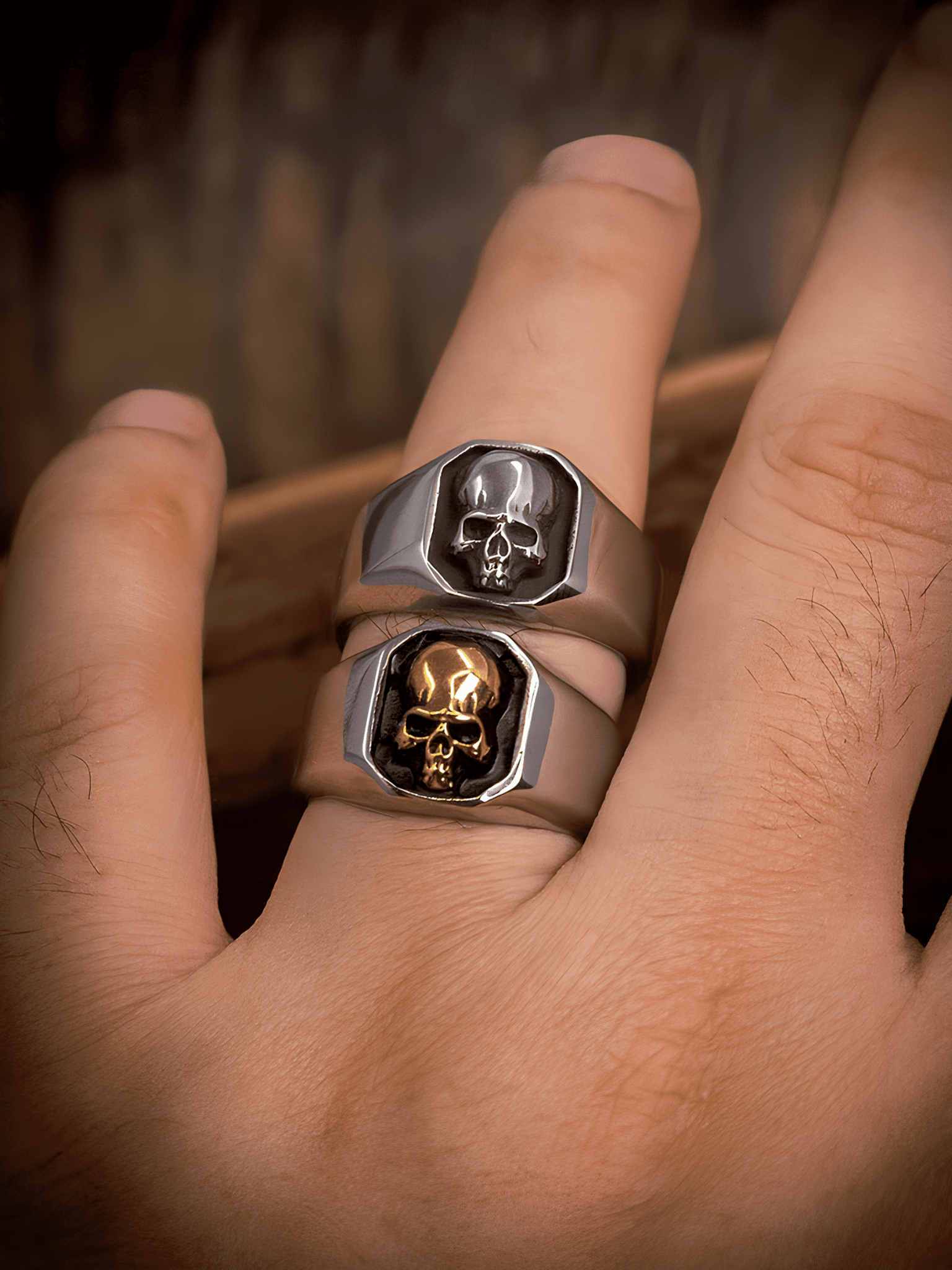 Signet Skull Gothic Titanium Steel Ring - Night Works