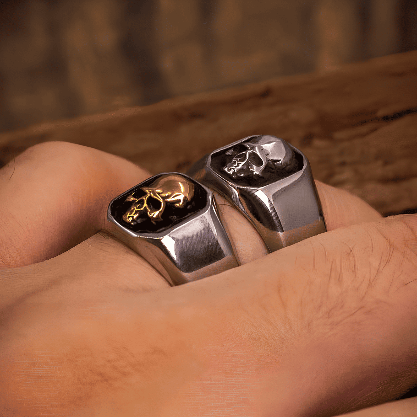 Signet Skull Gothic Titanium Steel Ring - Night Works